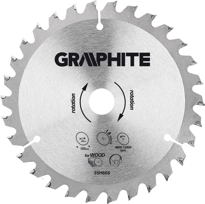 Graphite 55H665 Cirkelzaagblad voor Hout 150x20x18, TCT