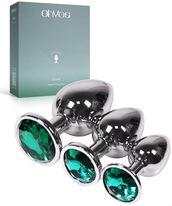 Metalen Buttplugs voor mannen en vrouwen - Buttplug Set 3-Delig - Anal & Butt Plug - Groen