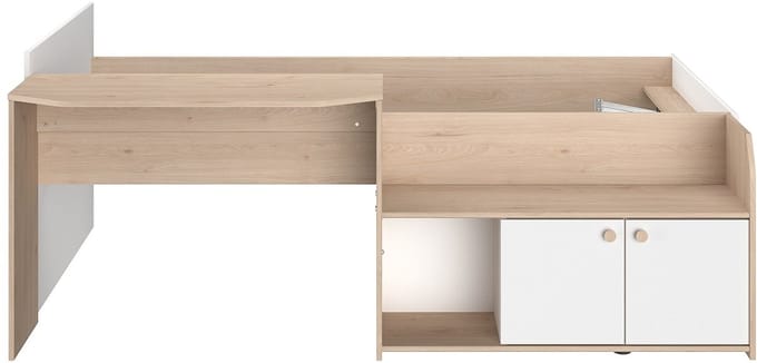 Vente-unique Combinatiebed hout natuurlijk licht, wit 90 x 190 cm, 90 x 200 cm