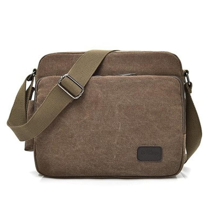 Vintage schoudertas, crossbody, canvas, messenger, patchwork, multifunctionele laptoptas, schooltas