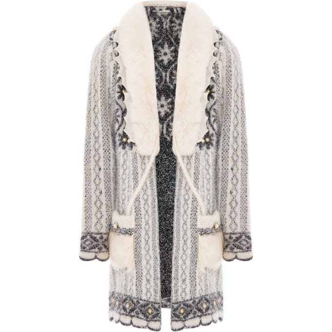 Faina Vest Dames wol wit zwart