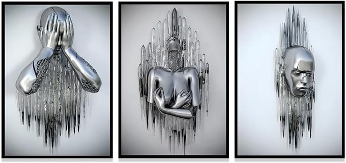 Abstracte Metalen Figuren Wanddecoratie Canvas Schilderij Set
