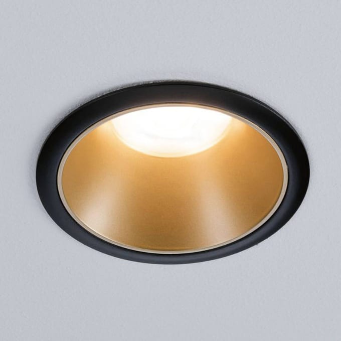 Inbouwlamp Cole rond 88 mm GU10 max. 10W 230V dimbaar Zwart, Goud mat
