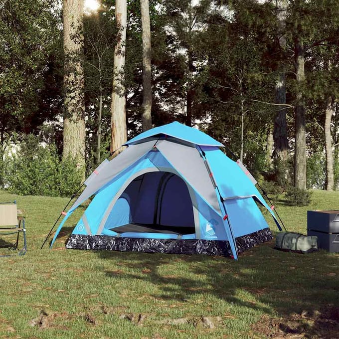 vidaXL - Koepeltent - 3-persoons - snelontgrendeling - blauw