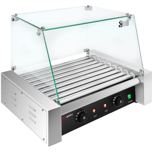 GGM Gastro Würstchengrill / Hot Dog Grill - mit 9 Rollen & Glasaufsatz