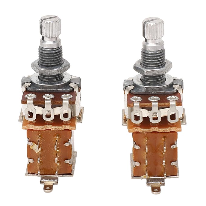 2 STUKS Gitaar Potentiometer A1M B1M Combinatie 18mm Gekartelde As Elektrische Bas Potmeters voor Volume en white