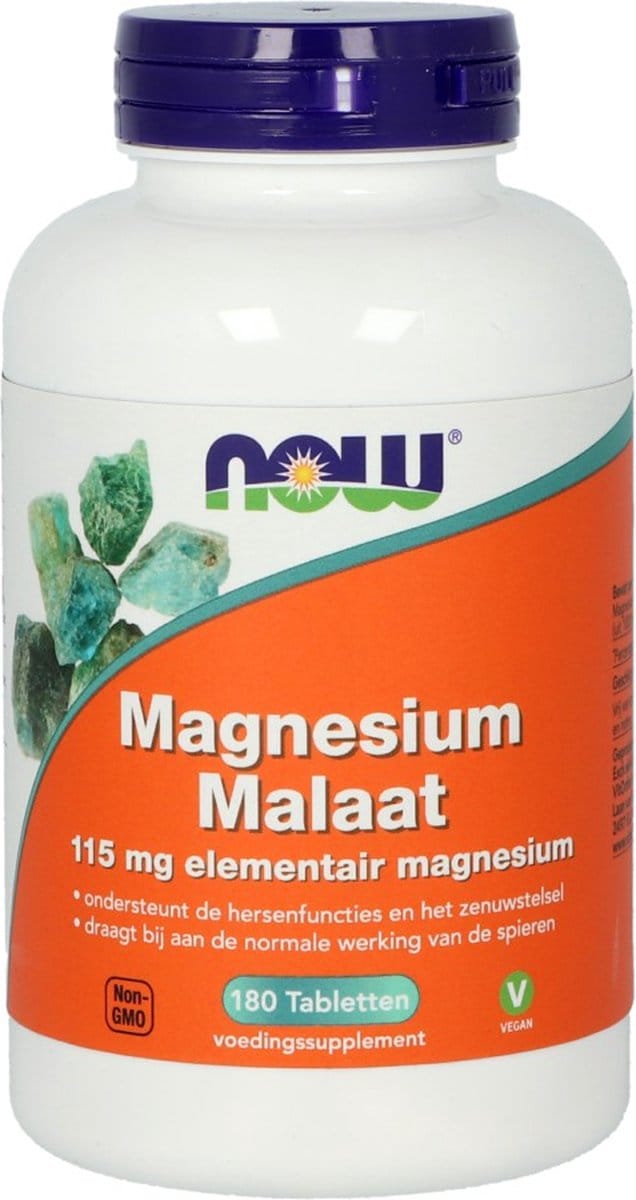 Now Foods Magnesium Malaat (180 tabletten)