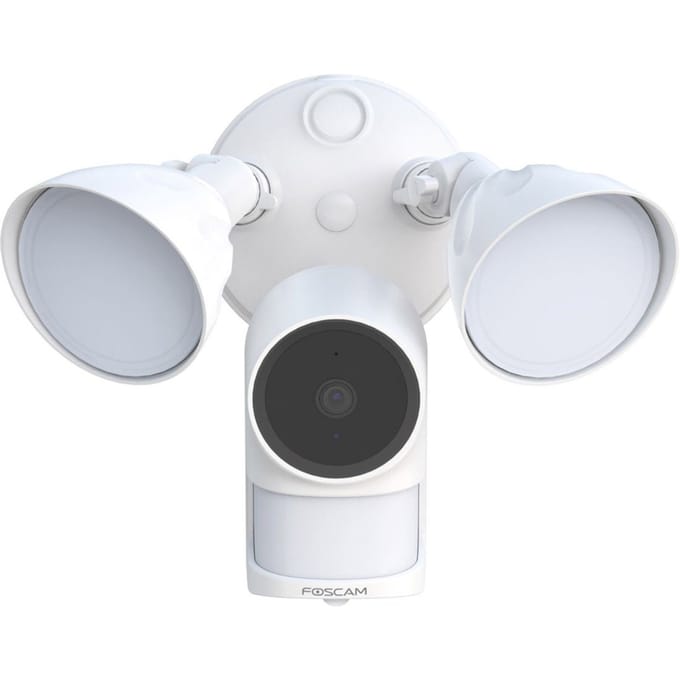 Foscam F41 Floodlight Beveiligingscamera Buiten – 4MP 2K WiFi Camera – Dubbele Schijnwerper – PIR Bewegingssensor – Persoonsdetectie – 2-weg Audio – Nachtzicht – IP65 – Wit
