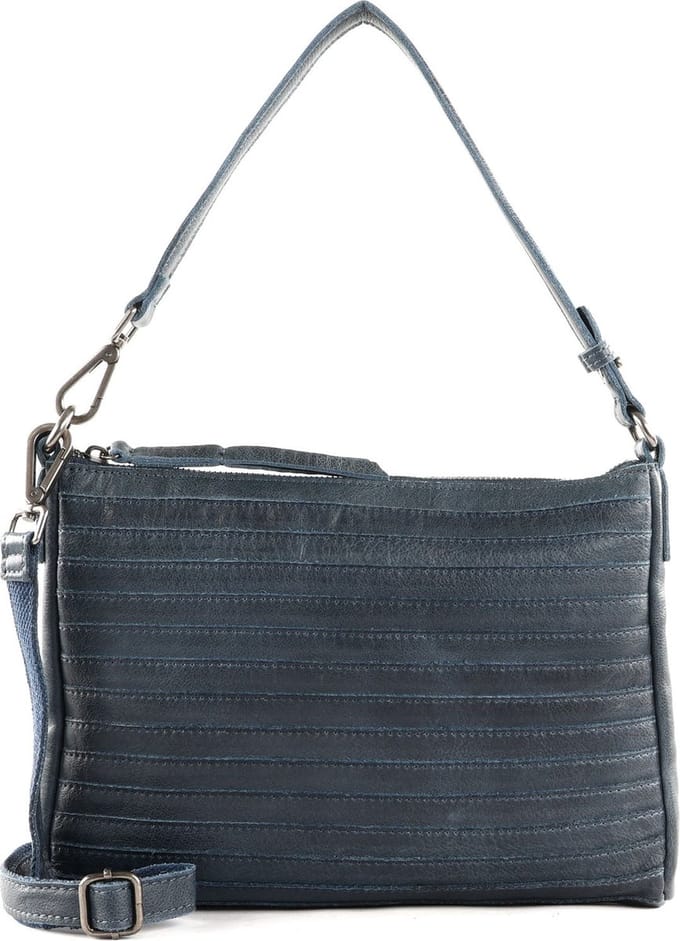 FREDsBRUDER Leren Schoudertas Layer Crossbag Dusty Blue Blauwgrijs
