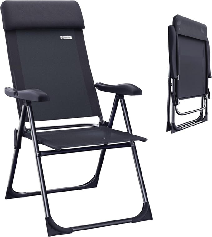 Tuinstoelen Set van 2 Opvouwbare en Verstelbare Aluminium Tuinmeubelen