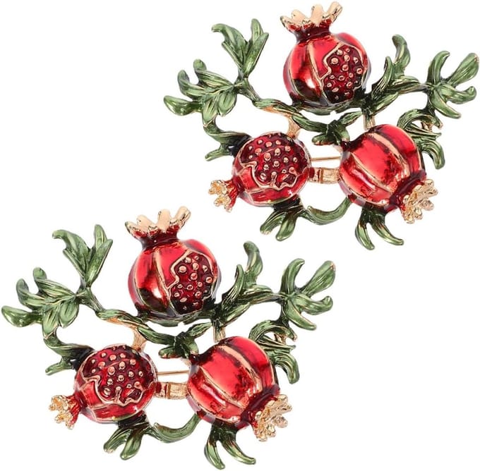 Cosensi - Granaatappel Borstnaald Broche van Legering - Elegante Korset Mode - Metaal - Set van 2