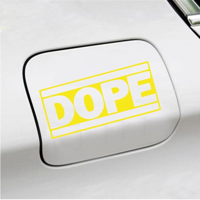 Bumpersticker - Dope - 7,4 X 14,8 - Geel
