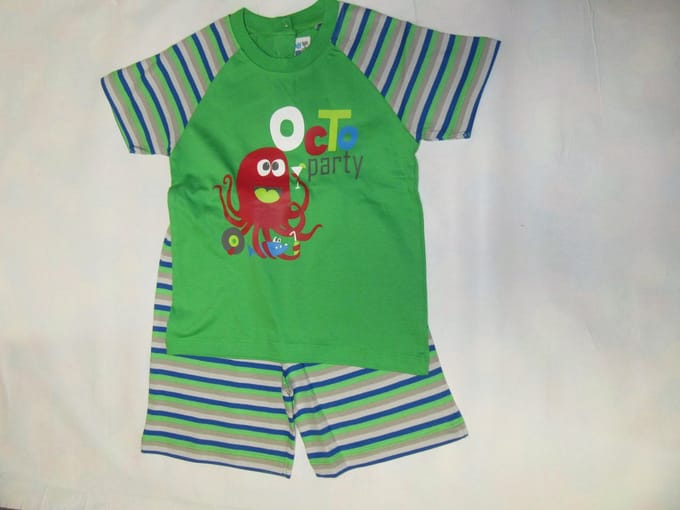 Wiplala Jen & James - Pyjama zomer - Jongen - Groen - Octoparty -  2 jaar  92