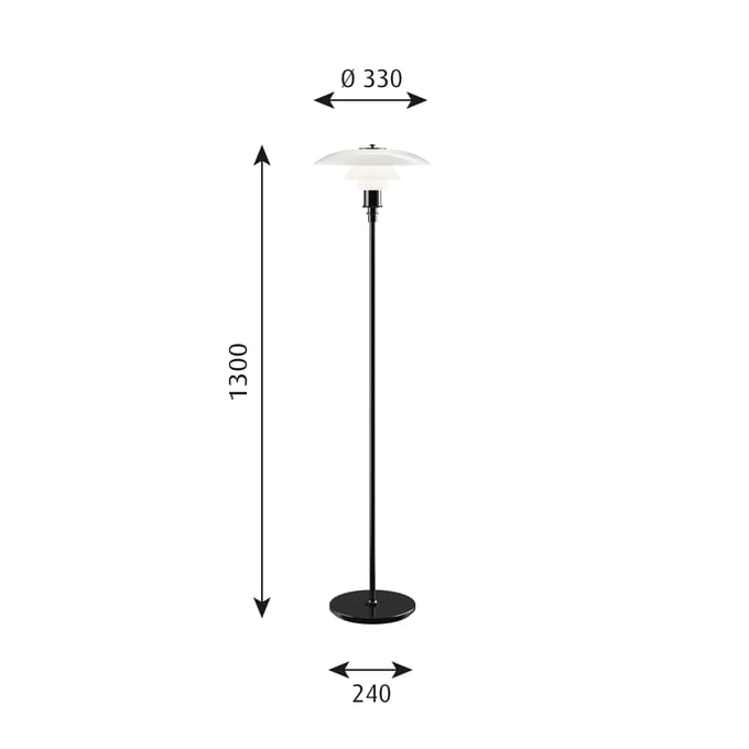 Louis Poulsen - PH 3½-2½ vloerlamp - zwart gemetalliseerd - wit