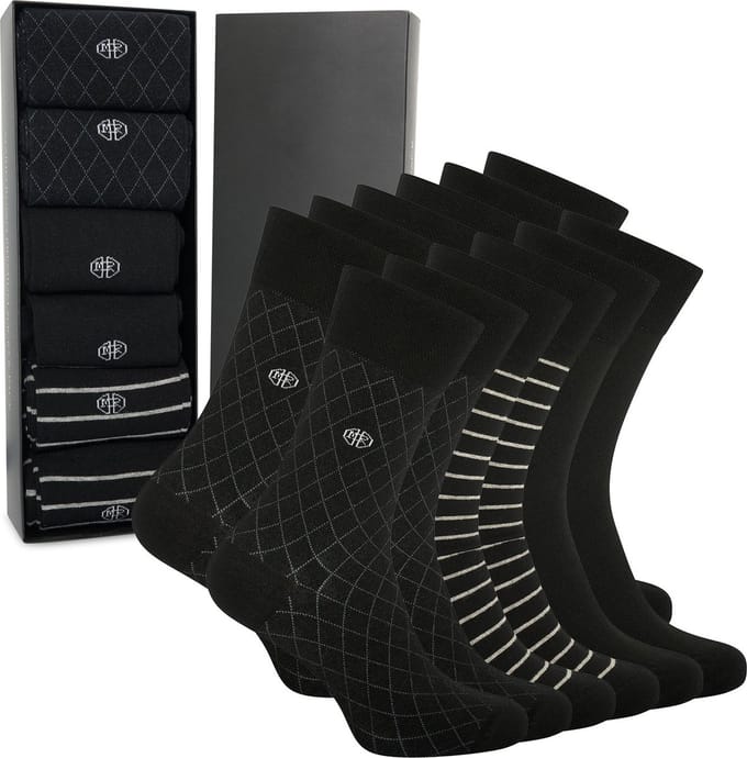 Mario Russo Premium Sokken - Giftbox - Sokken Heren - 39-42 - 6-pack - Zwart