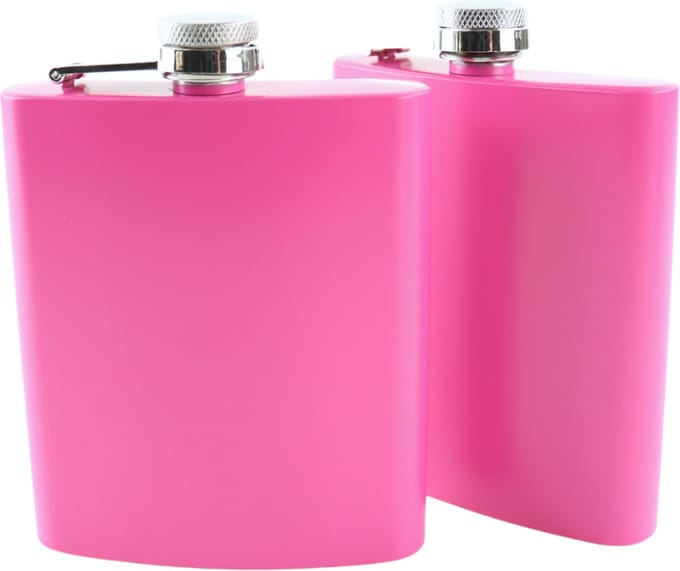 HIXA Heupfles - Roze - 2 Stuks - Flacon - Veldfles - RVS - Drinkfles - Platvink - Zakflacon Heupflacon - 200ml - PINKY