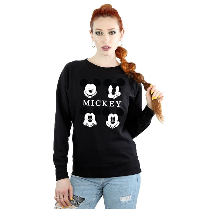 Disney Dames/Dames Mickey Mouse Hoofd Sweatshirt (Zwart)