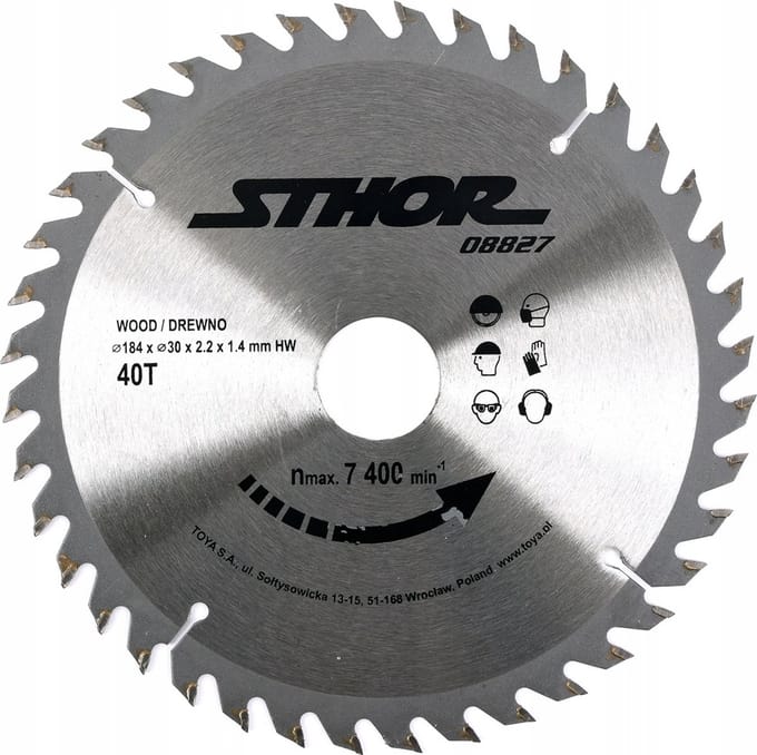 STHOR Cirkelzaagblad Ø184 mm - 40 T - binnendiameter 30 mm