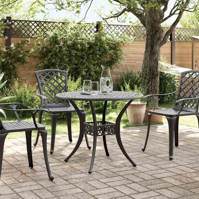 vidaXL - Tuintafel - Ø - 90x75 - cm - gietaluminium - zwart