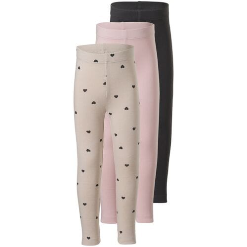 LUPILU Set van 3 kinder leggings (roze/beige/grijs, 122/128)
