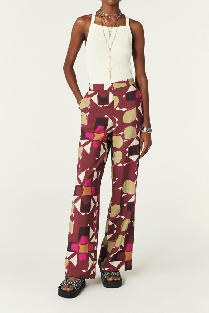 BA&SH Wide Trousers Prune Maat: 38 | Wijde Broeken Outlet | Dames