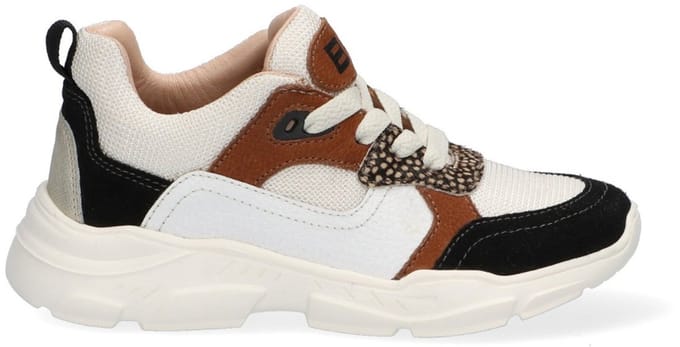 Braqeez Renee Run Meisjes Lage Sneakers - Beige/Multi - Suède - Veters