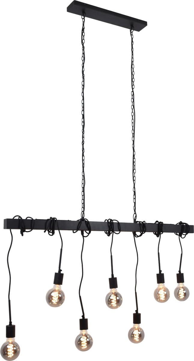 Industriële hanglamp Kezban, zwart, langwerpig