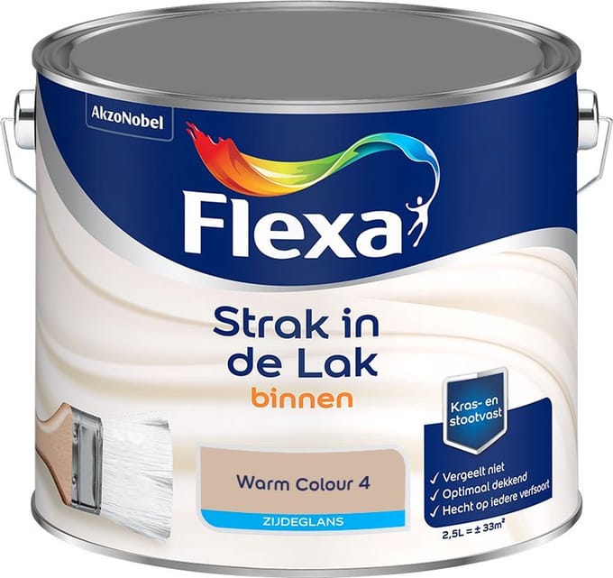 Flexa - Strak In De Lak Binnenlak Zijdeglans - Warm Colour 4 - Mengverf - 2,5 L