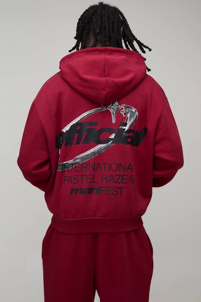 Oversized Boxy Officieel Trainingspak Met Rits En Capuchon | Red | Size Small