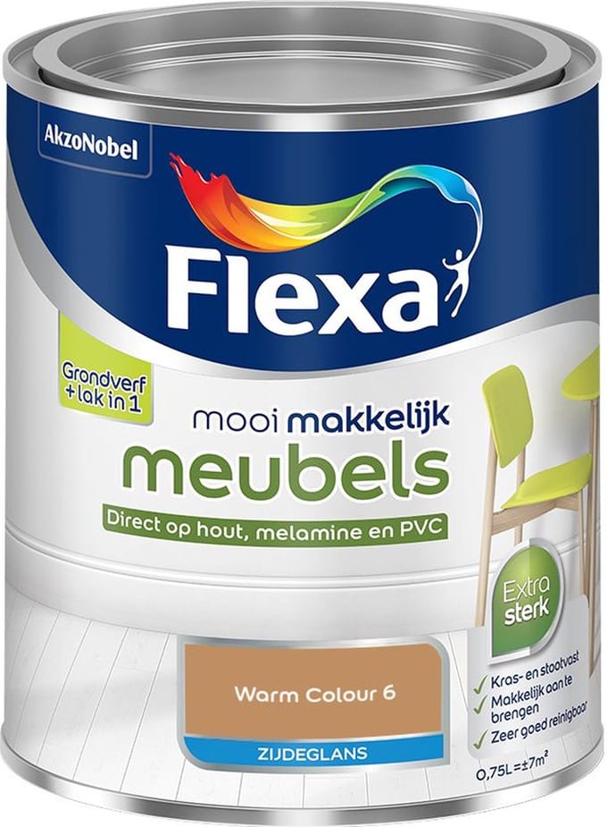 Flexa - Mooi Makkelijk Meubels Zijdeglans - Warm Colour 6 - Mengverf - 750 Ml