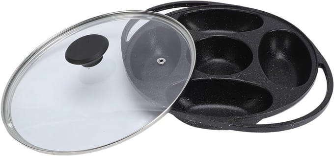 Pannenkoekenpan 5 Holtes - Cakevorm Bakpan - Thuis Bakken - Gelijkmatige Verwarming - 24 Cm - Grijs