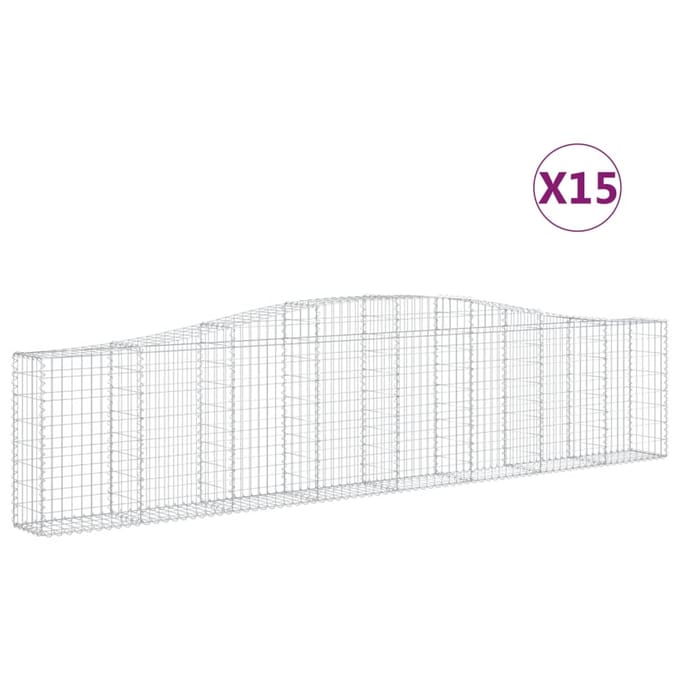 vidaXL - Schanskorven - 15 - st - gewelfd - 400x30x80/100 - cm - ijzer