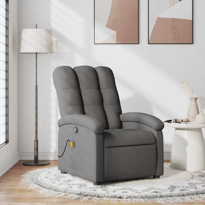 Vidaxl Klapbare Massagestoel, Donkergrijs, Bekleed met Stof