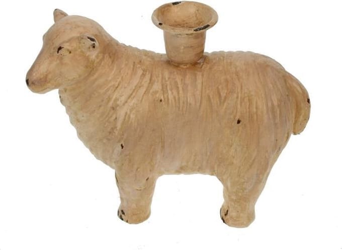 Kandelaar schaap creme 15,5x6,5x11,5cm