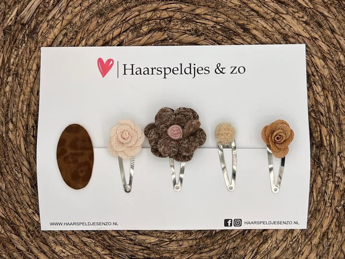 Try-out mix 21 - mix van verschillende speldjes - bruin/beige - 5 cm speldjes