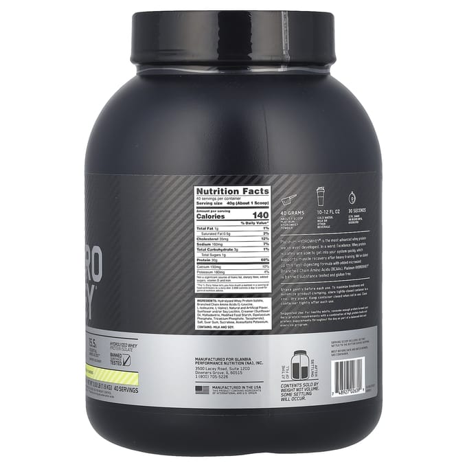Platinum Hydro Whey, Velocity Vanilla, 1.59 Kg (3,5 pond)
