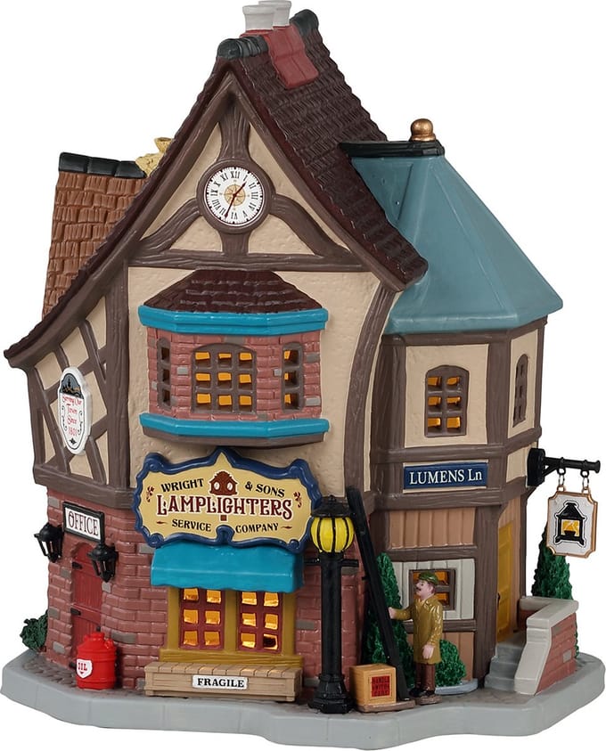 Lemax - 'Wright & Sons Lamplighters' - Verlicht gebouw - Exclusief adapter (werkt ook op batterijen)