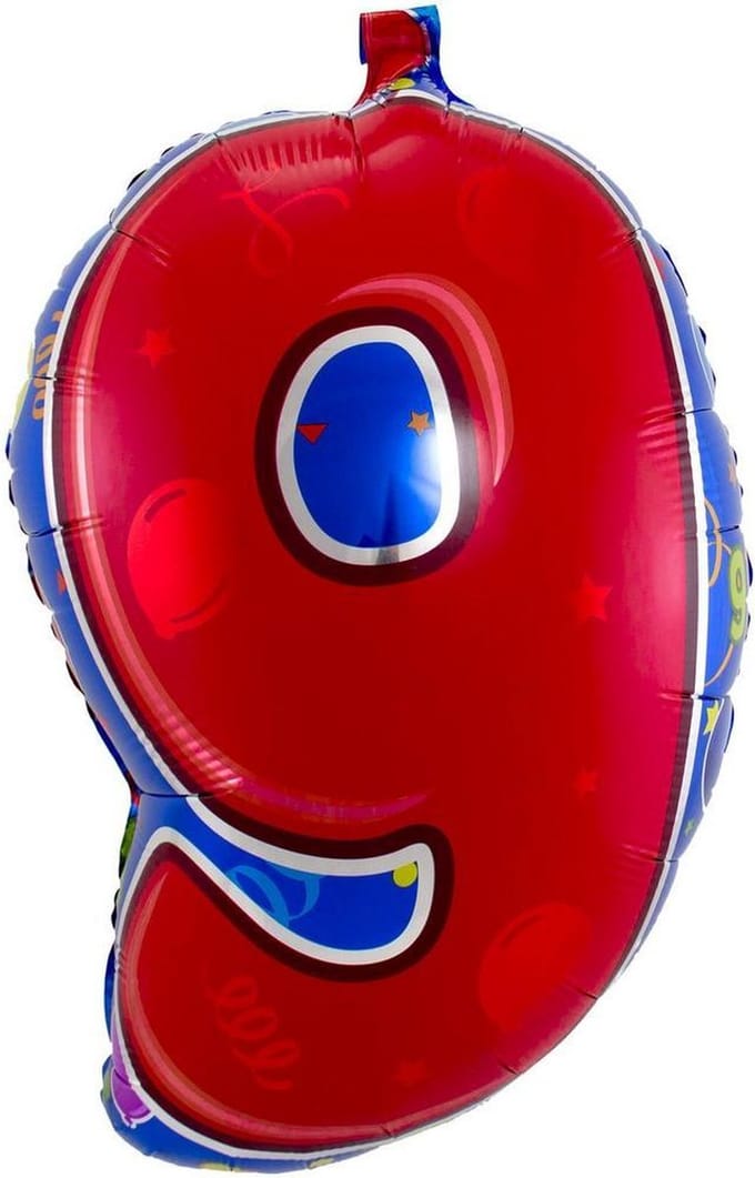 Folat Folie Ballon Cijfer 9 Multicolor 56 cm