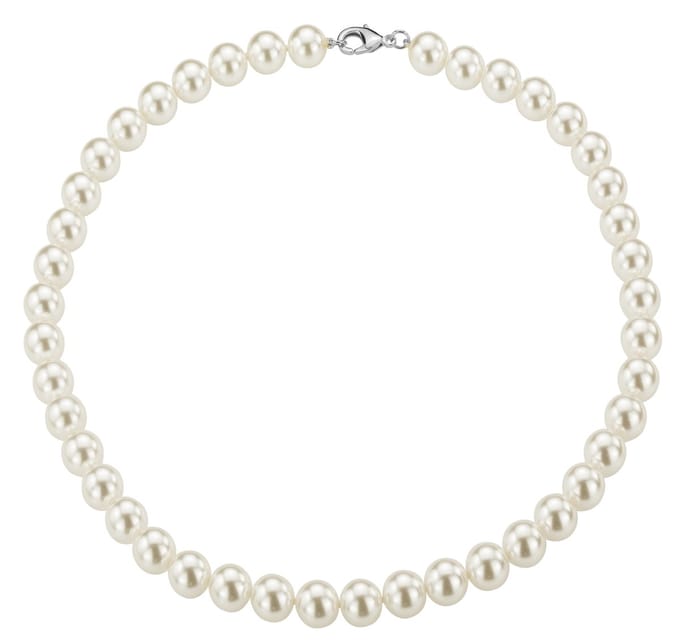 Traveller Collier - Parelketting Dames - Wit - Diameter parels 10 mm - Lengte 45 cm - Zilverkleurig - 740145