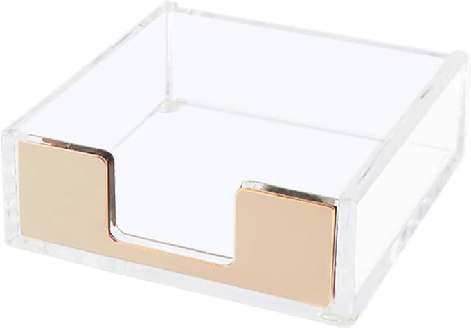 Acryl Gouden Sticky Note Houder - Memo Cube Organizer voor Kantoor en Thuis