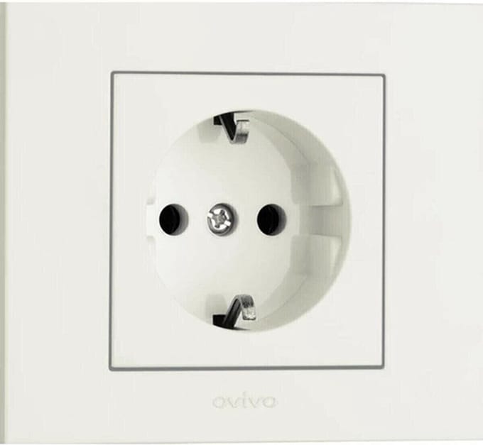 Stopcontact WIT - Enkel - inbouw met aarde - OVIVO®
