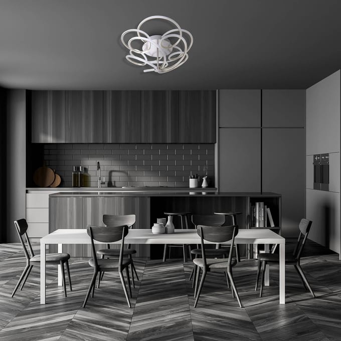 Näve LED plafondlamp Rizado, step-dim, nikkel satijn