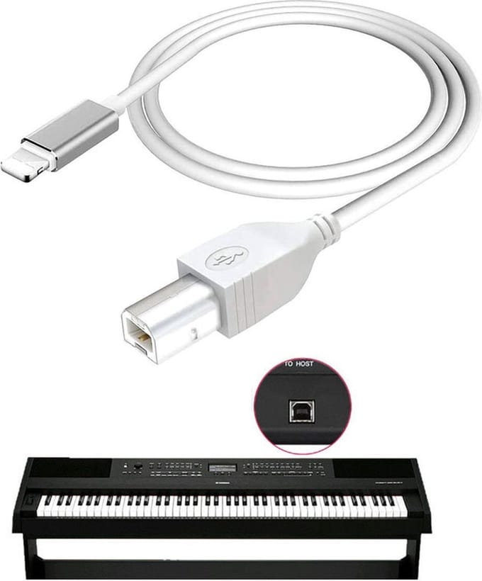 Piano - Elektronische Drum - Midi Keyboard - USB Type B OTG Kabel - 1.5M voor iPhone & iPad - 1 Jaar Garantie