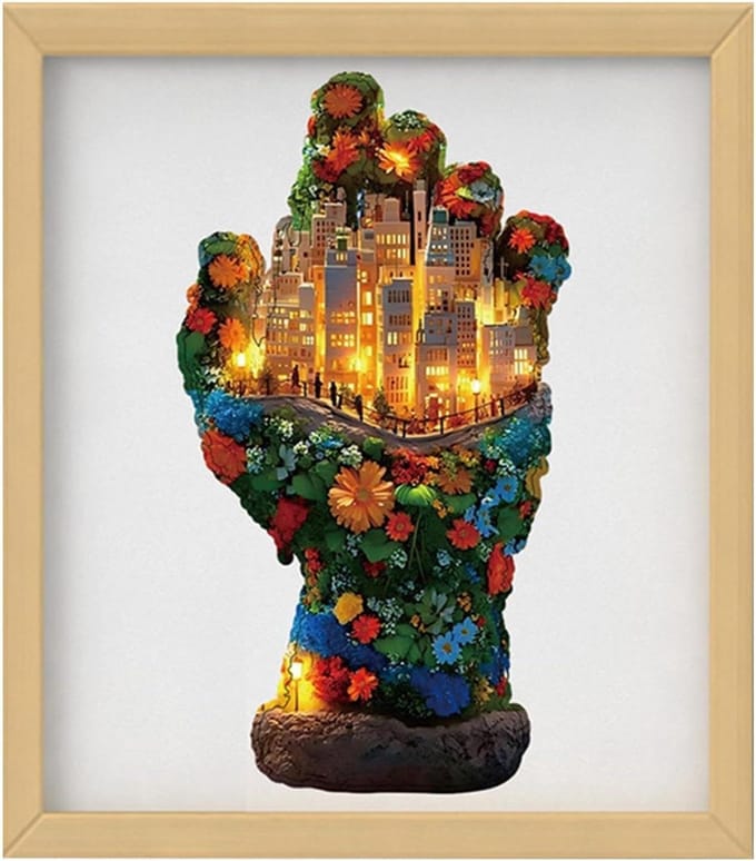Houten Puzzel - Palmboom Motief - Ontspanning Thuis - Onregelmatige Vorm - 19 x 14 cm - Multicolor