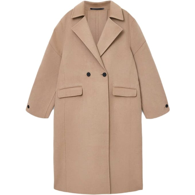 AllSaints Sellma Coat Camel Brown Größe: 6 | Zweireihige Mäntel Outlet | Damen | Braun