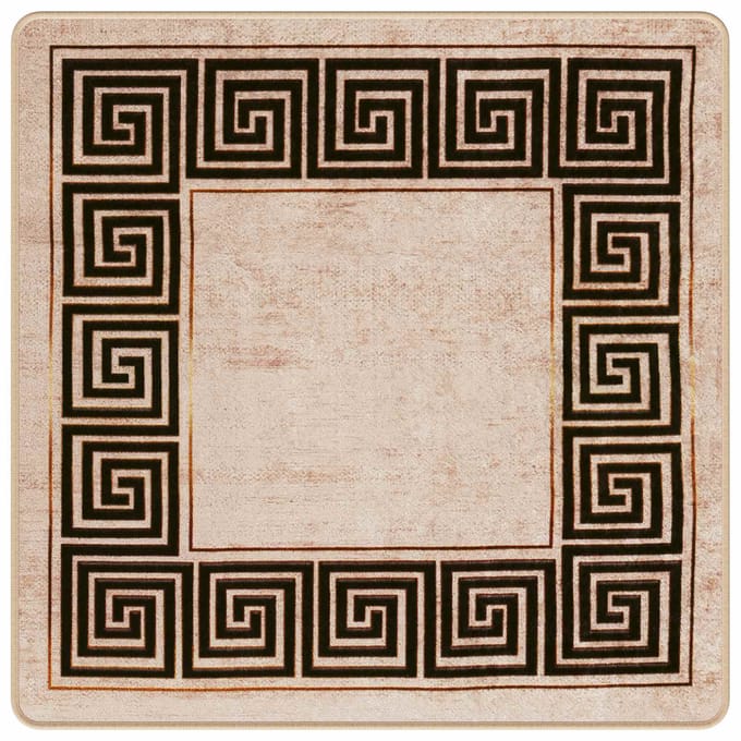 vidaXL - Tapijt - Runner - MARSA - Beige - en - Zwart - 100 - x - 100 - cm