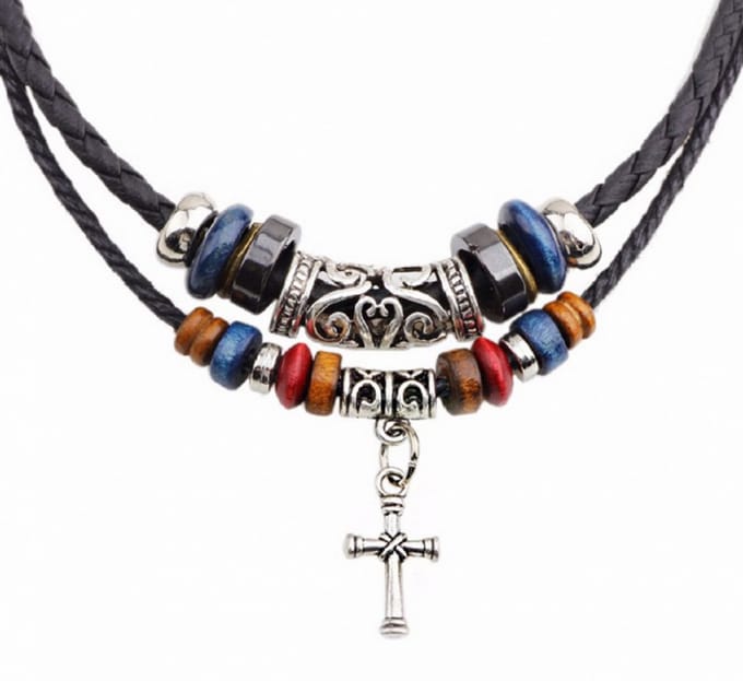 Rope ketting- gekleurd-kruis - Charme Bijoux