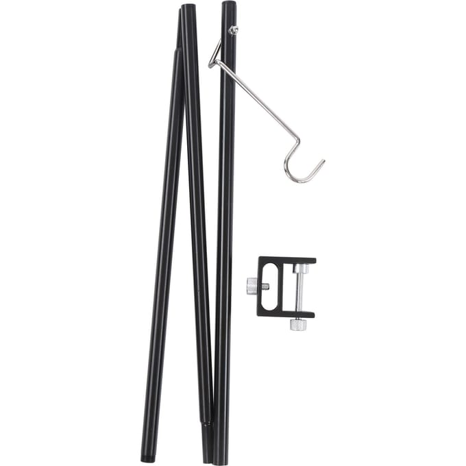 Support de lanterne de camping pliable en alliage d'aluminium, crochet simple, avec sac de rangement black