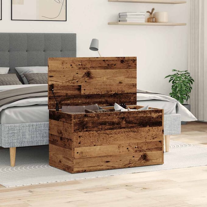 vidaXL - Opbergkist - 84x42x46 - cm - bewerkt - hout - oud - houtkleurig