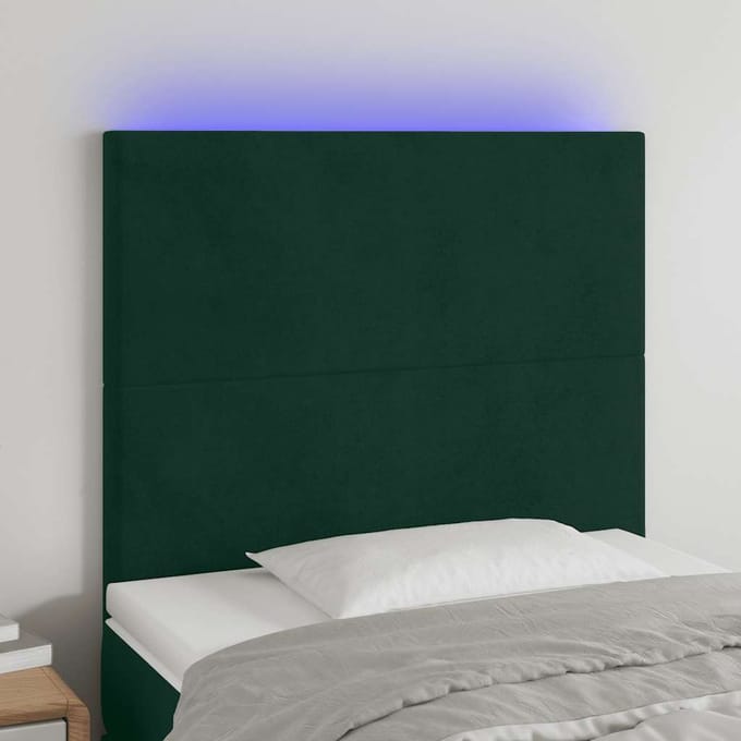 vidaXL - Hoofdbord - LED - 100x5x118/128 - cm - fluweel - donkergroen
